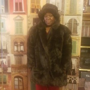 2pc faux fur hat & coat.  Size 20
